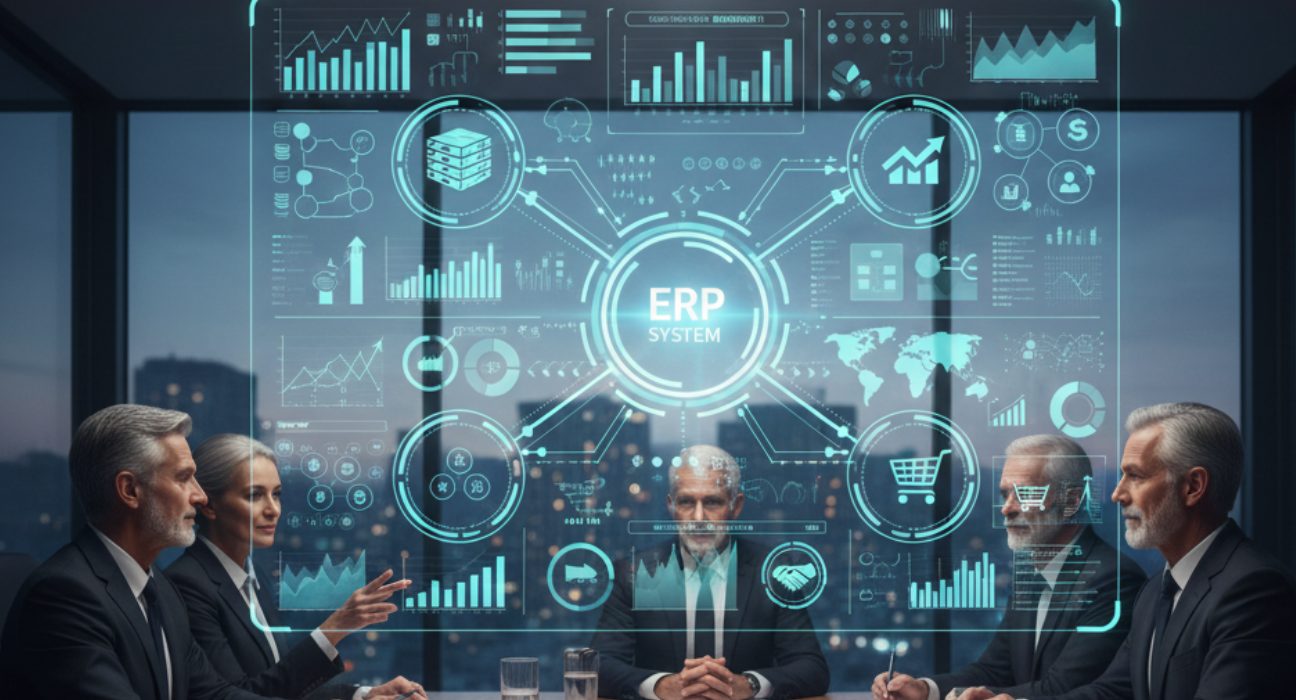 ERP system supporting business decision-making with real-time data, analytics dashboards, and integrated enterprise operations